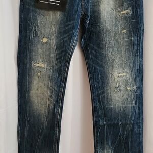 MOSTLY HEARD RARELY SEEN Mens Distressed Blue Jeans   38x34 NWT